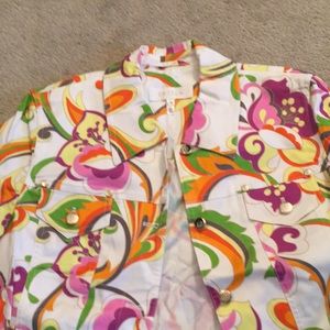 Escada Vintage Printed Jean Jacket .